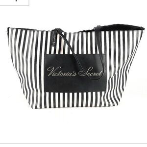 NWT Victoria’s Secret Black & Pink Striped Tote